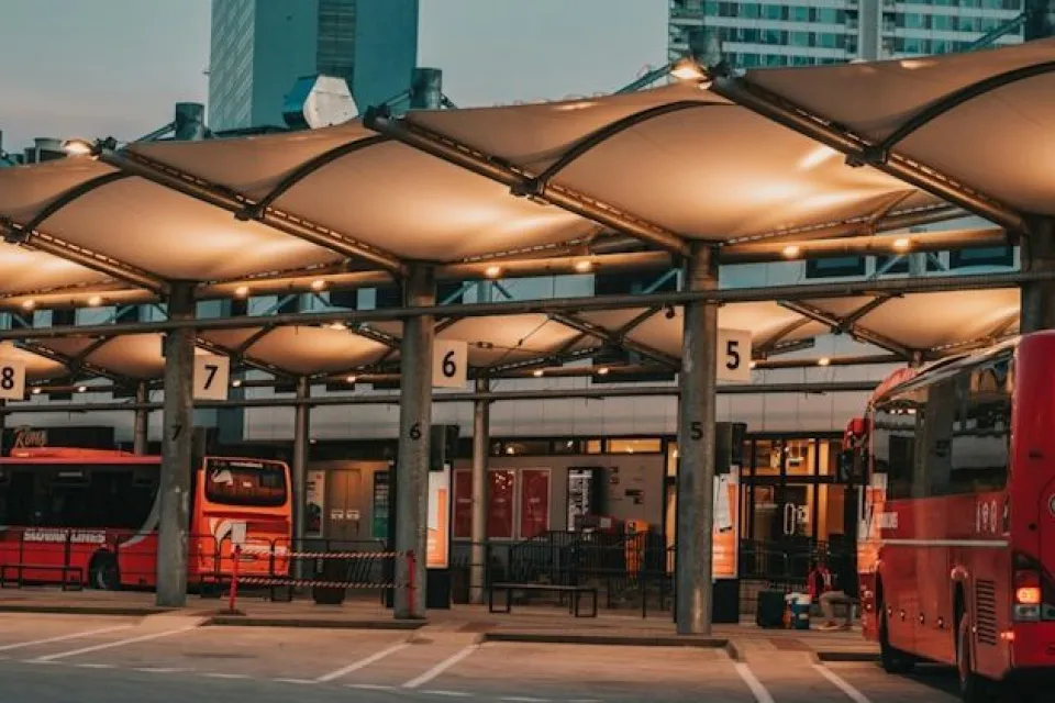Diesel bus and coach station.